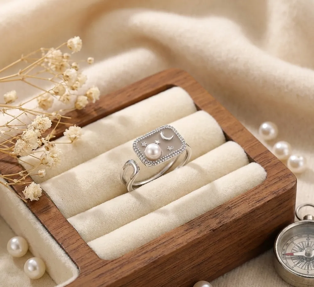 Cosmic Pearl Charm Ring