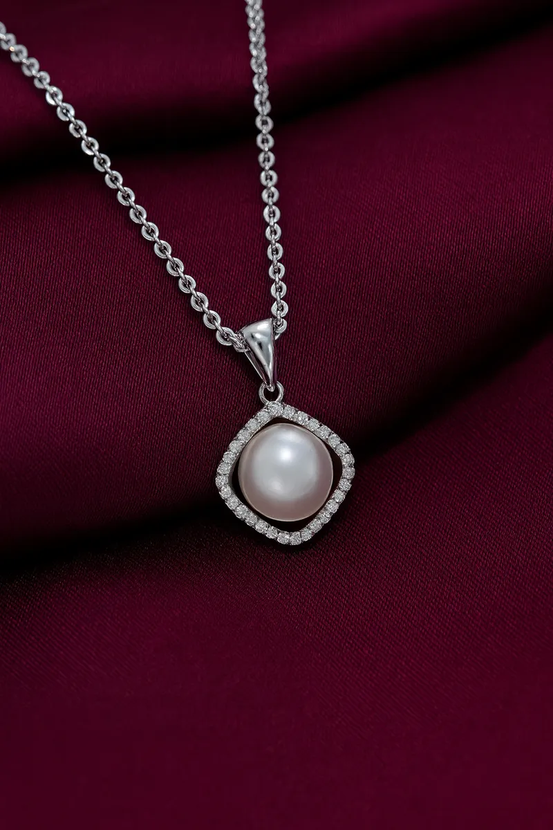 Square Pearl Halo Pendant