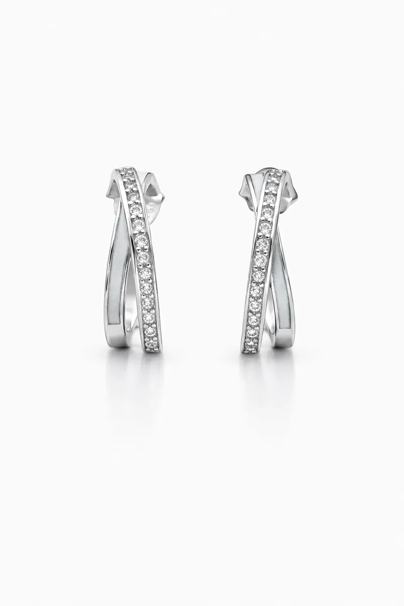 The Crisscross Pavé Hoop Earrings