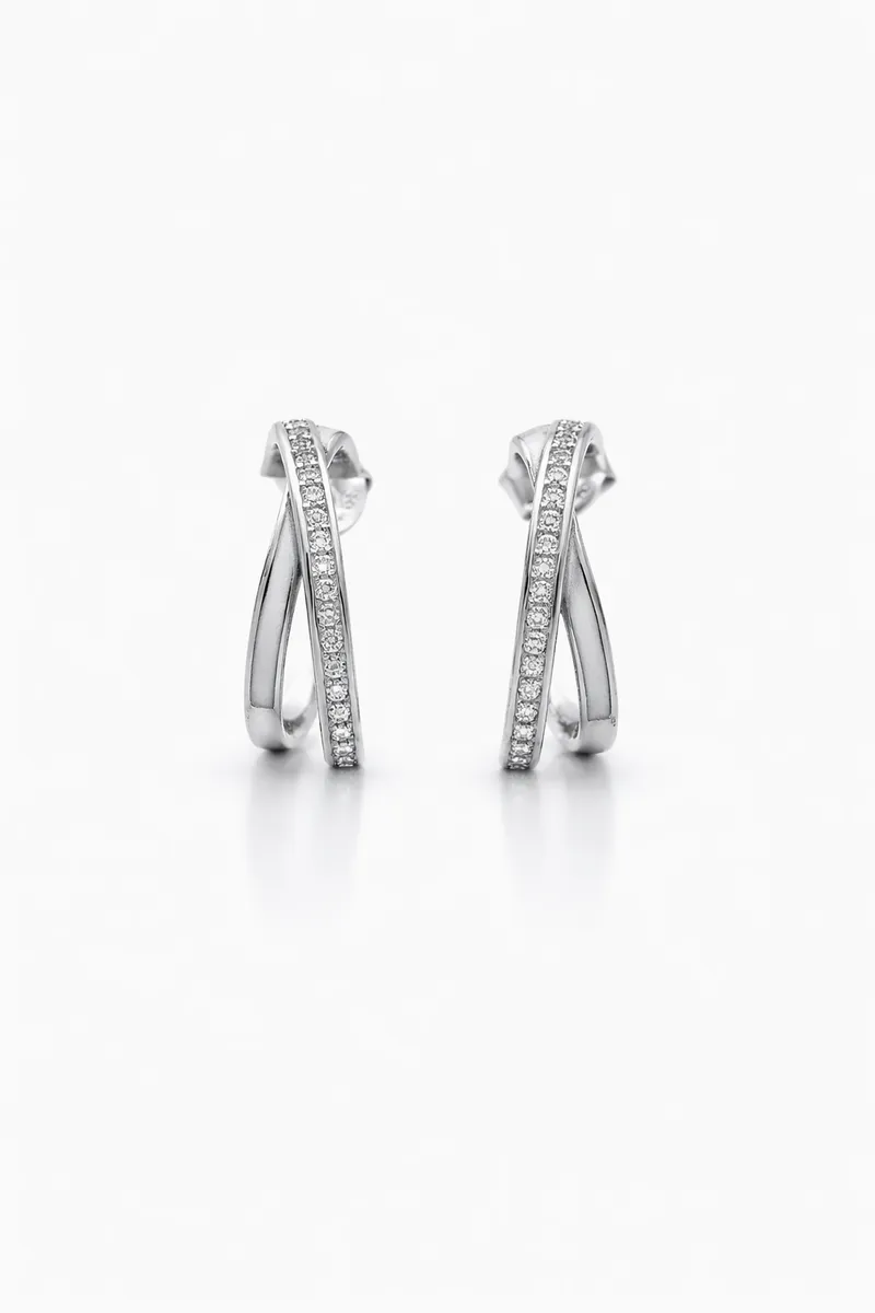 The Crisscross Pavé Hoop Earrings