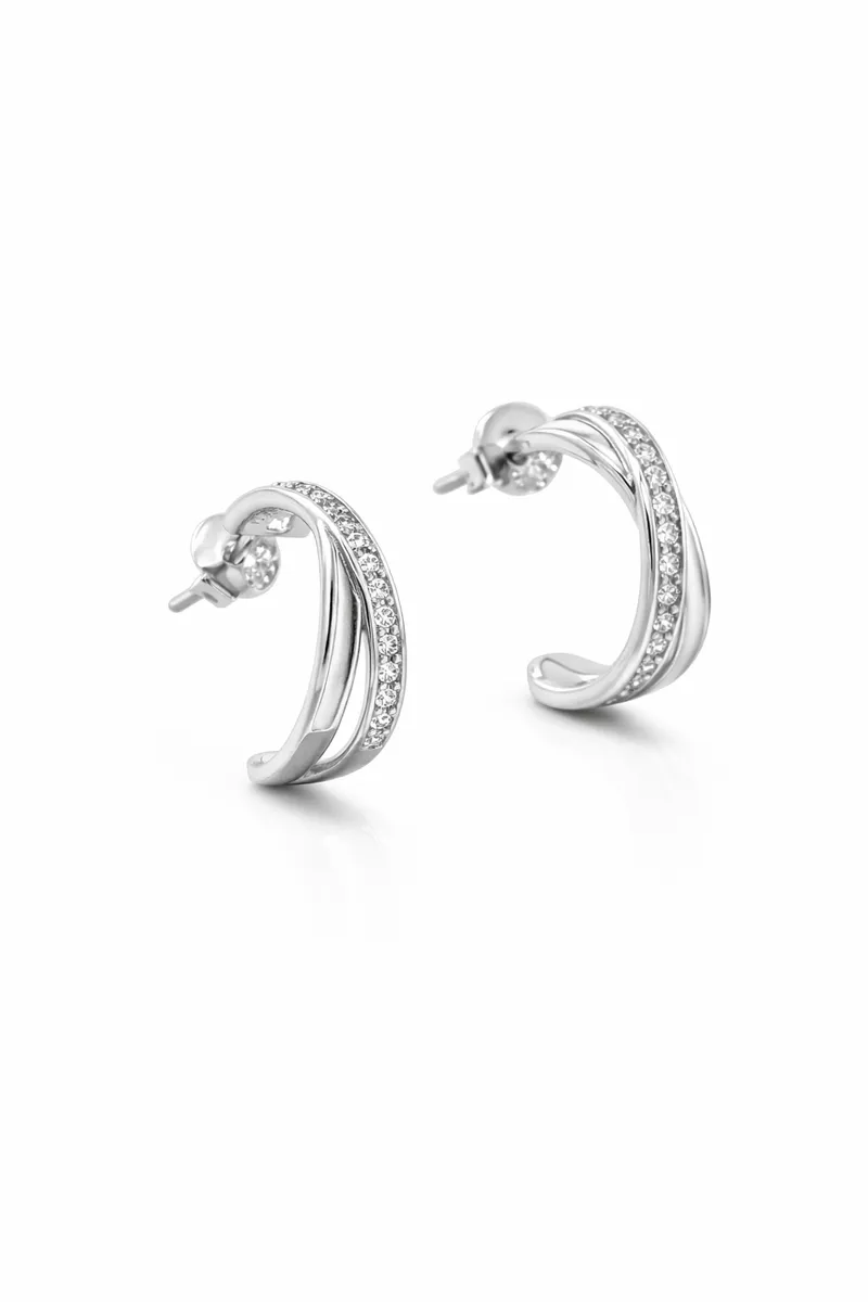 The Crisscross Pavé Hoop Earrings