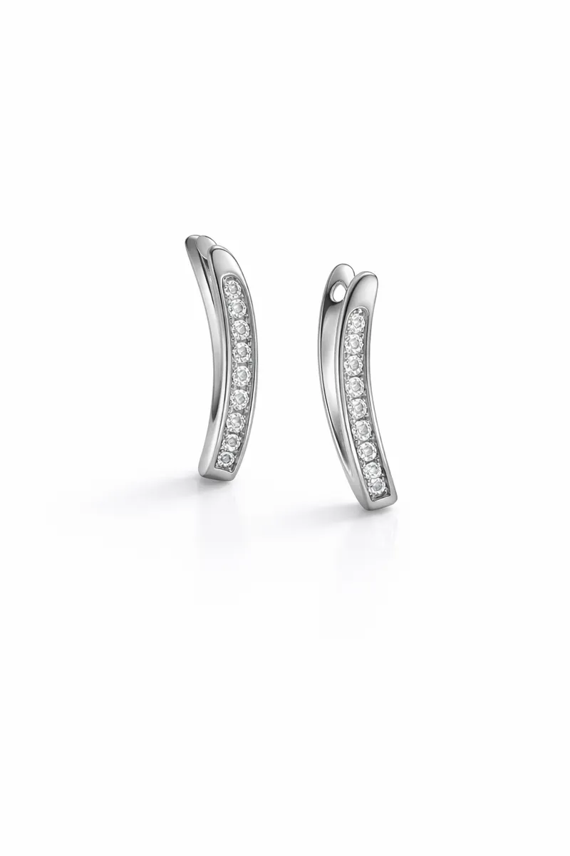 The Curved Pavé Bar Earrings