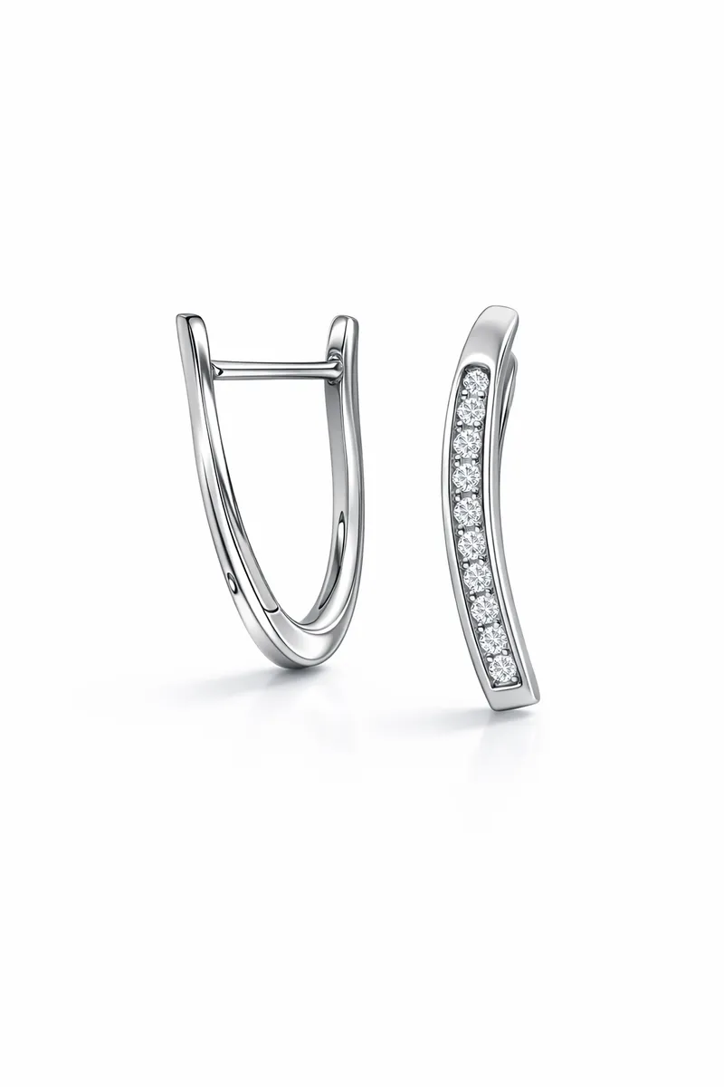 The Curved Pavé Bar Earrings