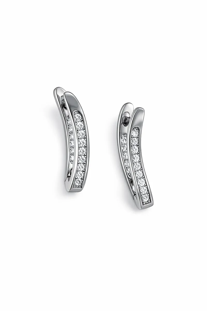 The Curved Pavé Bar Earrings